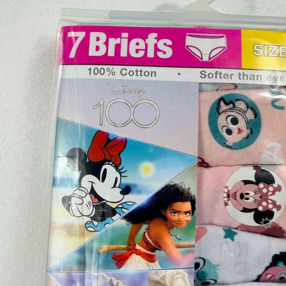 Disney 7 Pack Briefs Disney 100 Anniversary Girls Size 8 Multicolor Cotton NEW